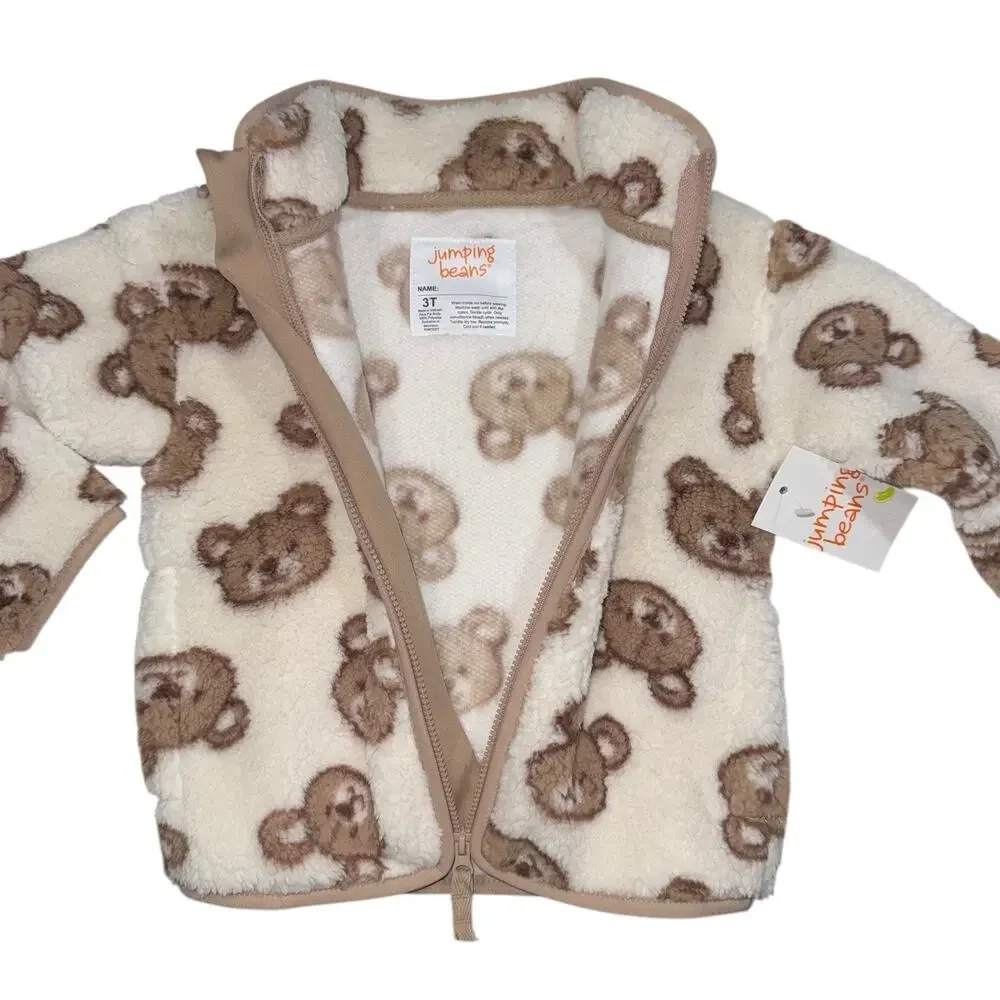 Fleece Jacket unisex Brown and Beige Jumping Beans High Pile SZ/3T